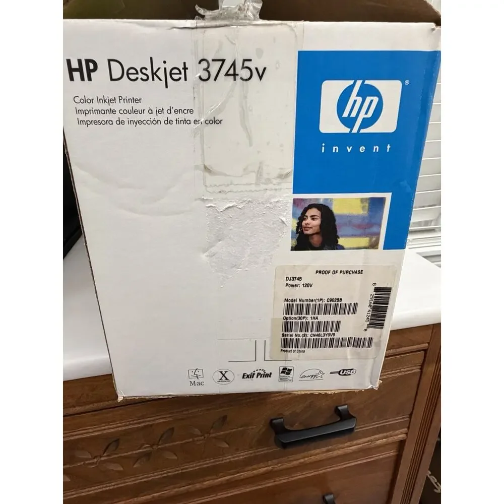 HP Deskjet 3745v Color Inkjet Compact Printer New XXL BW/Color Ink! - Tested
